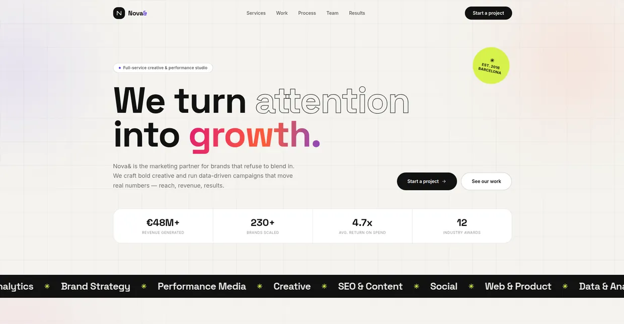 Website built with Totalum, example 1